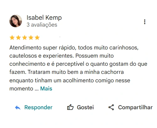 Avaliação 5 estrelas Centro Educativo Yayá