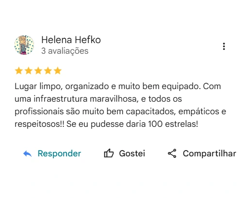 Avaliação 5 estrelas Centro Educativo Yayá